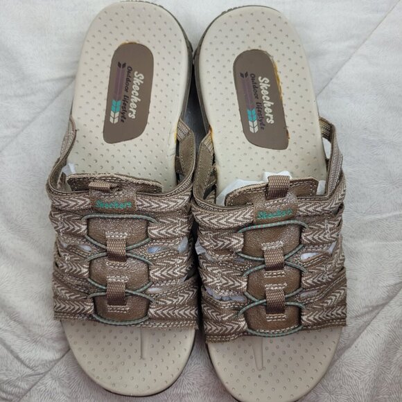 Skechers Outdoor Lifestyle Reggae Repetition tan slide sandals gorpcore beach 9 - Picture 4 of 11